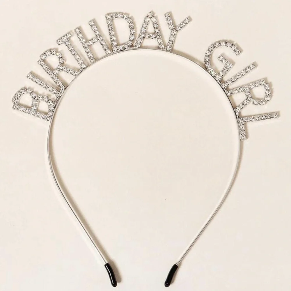 Brand New Silver Rhinestone Birthday Girl Headband